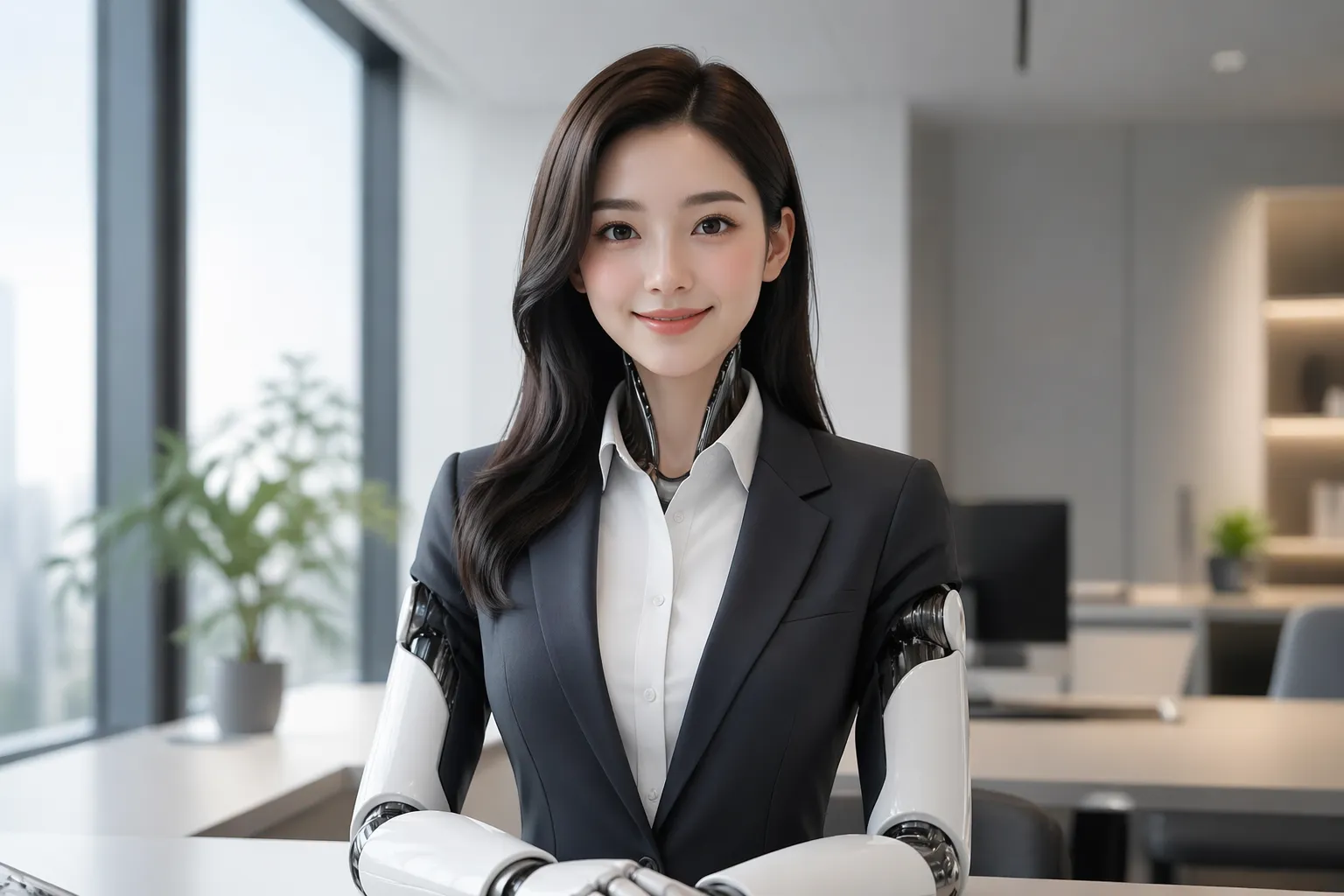 Een moderne AI-assistent voor HR in een professionele werkomgeving.